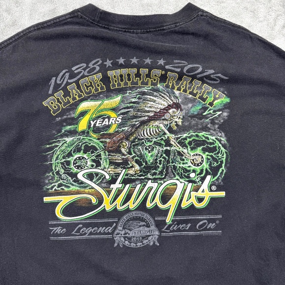 Sturgis 75th Anniversary Black Hills Rally 2015 T-Shirt Black XL Biker Tee - Picture 4 of 7